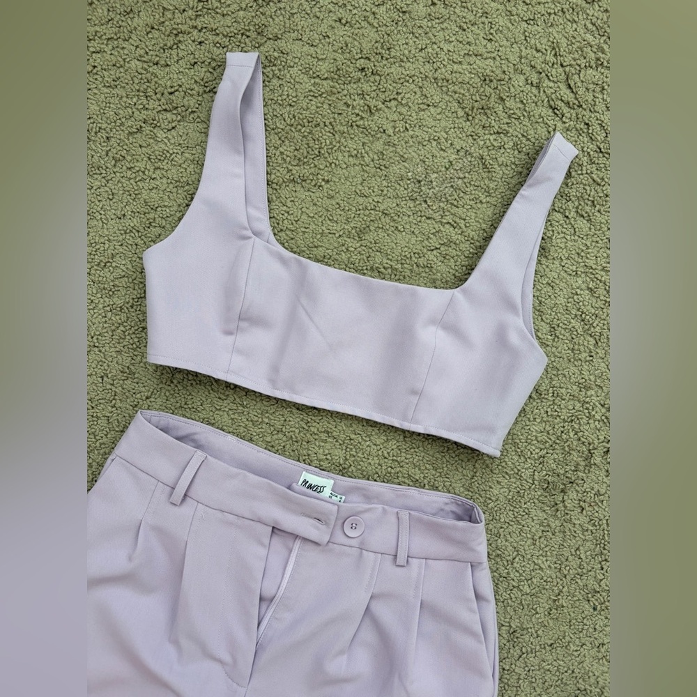 Princess Polly Lilac Two-Piece Set - Crop Top & High-Waist Trouser Pants